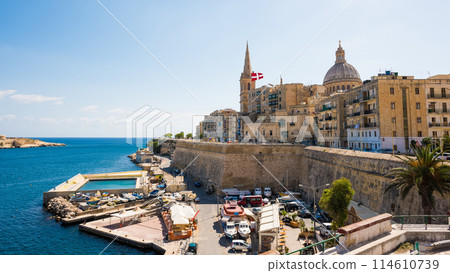 view on Valletta from sea 114610739