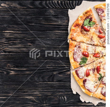 delicious pizza with text space delicious pizza with text space 114610798