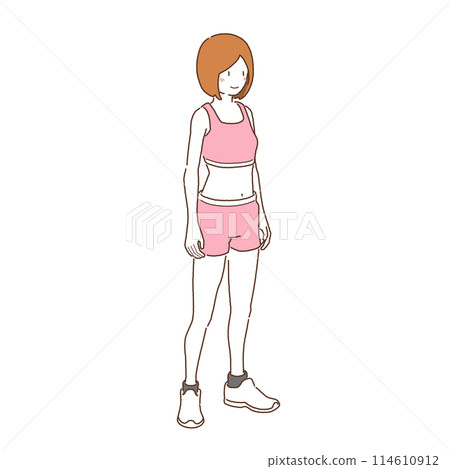 Vector material Diet Gym Standing woman 114610912