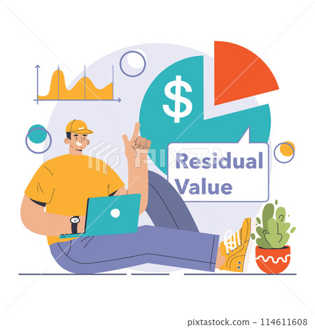 Amortization and depreciation set. Calculating the value for business assets over time. Company asset lifespan , capital valuation. Financial report. Flat vector illustration Amortization and depreciation set. Calculating the value for business assets over time. Company asset lifespan , capital valuation. Financial report. Flat vector illustration 114611608