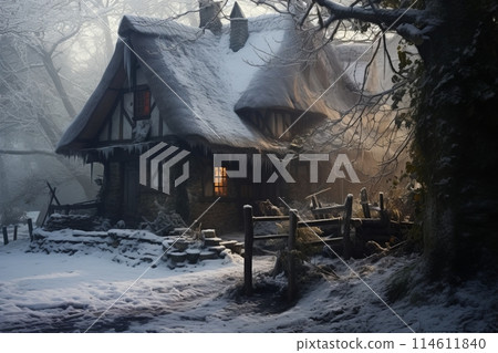 A forgotten cottage beneath a quilt 114611840