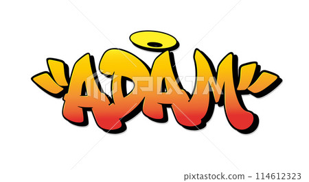 Adam name in graffiti style. Vector illustration. Adam name in graffiti style. Vector illustration. 114612323