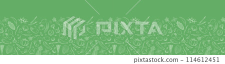 Artistic Vegetable Sketches border Background for Eco-Friendly Designs. 114612451