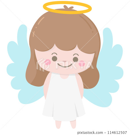 Hand drawn cute cartoon christmas angel girl Hand drawn cute cartoon christmas angel girl 114612507