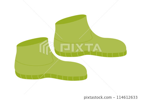 Short rubber boots for the garden. Shoes for protection from dirt and water. Vector illustration on a white background. 114612633