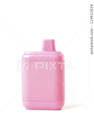 Pink disposable electronic cigarette isolated on a white background. The concept of modern smoking, vaping and nicotine 114612654