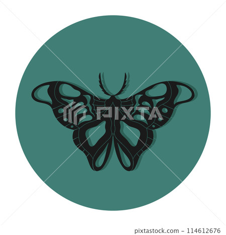 Butterfly monarch emblem on round green background. Vector illustration Butterfly monarch emblem on round green background. Vector illustration 114612676