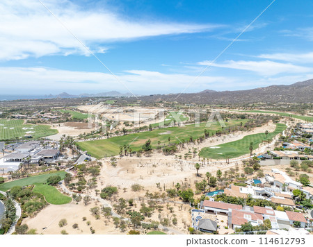 Aerial view of golf course on in Los Cabos, Cabo San Jose, Mexico 114612793