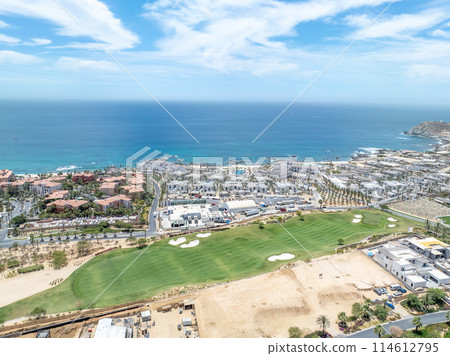 Aerial view of golf course on in Los Cabos, Cabo San Jose, Mexico 114612795