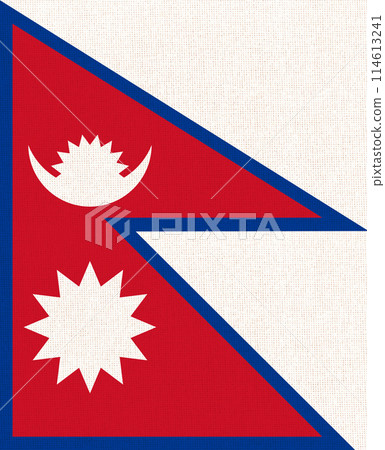 Flag of Nepal. Nepal flag on fabric surface. Fabric texture. Asian country Flag of Nepal. Nepal flag on fabric surface. Fabric texture. Asian country 114613241