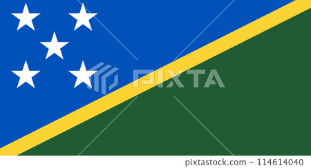 Flag of Solomon Islands. Solomon Islands flag on fabric surface. National symbol Flag of Solomon Islands. Solomon Islands flag on fabric surface. National symbol 114614040