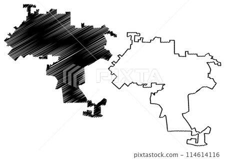 West Covina City, California (United States cities, United States of America, us, usa city) map vector illustration, scribble sketch City of West Covina map 114614116