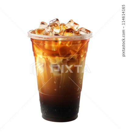 Refreshing Cup of Iced Coffee With Ice Cubes 114614165