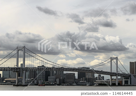 Cloudy sky and Tokyo Bay Rainbow Bridge 114614445