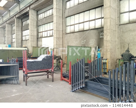 interior of industrial warehouse in operation. Carpentry and ironwork 114614448