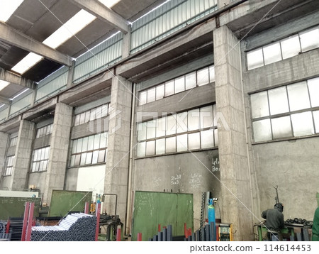 interior of industrial warehouse in operation. Carpentry and ironwork interior of industrial warehouse in operation. Carpentry and ironwork 114614453