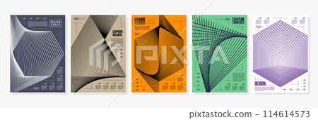 Elegant sharp blend line basic shape cover design set 114614573