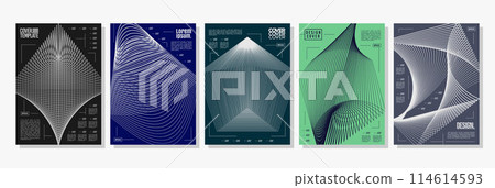 Set of network technology blend line abstract cover design Set of network technology blend line abstract cover design 114614593