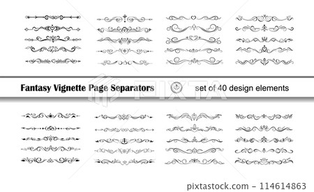 40 fantasy text delimiters, borders, vignettes 114614863