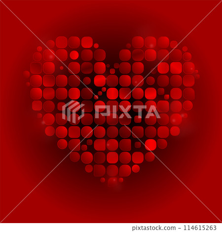 Bright red heart made of geometric elements. Valentines Day abstract background 114615263