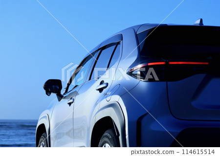 銀色的汽車和海 114615514