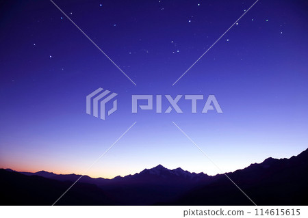 the starry sky in the mountains before the morning dawn. astronomy and planetary observation the starry sky in the mountains before the morning dawn. astronomy and planetary observation 114615615