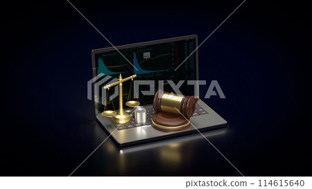 The libra on notebook for law concept 3d rendering. The libra on notebook for law concept 3d rendering. 114615640