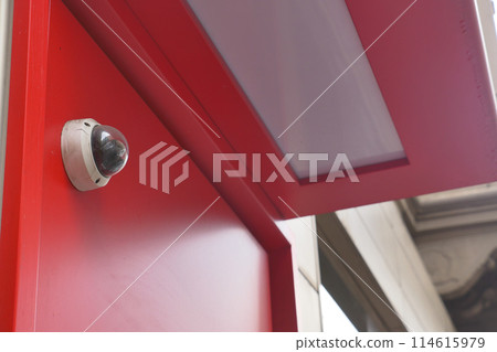 CCTV security camera operating on atm booth CCTV security camera operating on atm booth 114615979