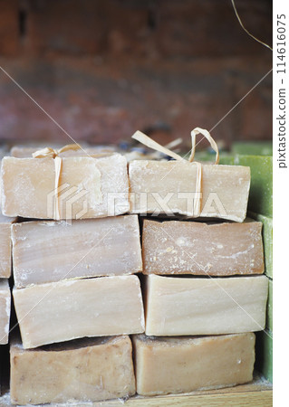 stack of natural soap bar on table stack of natural soap bar on table 114616075