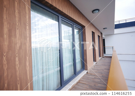Modern building with tinted windows. Urban architecture 114616255