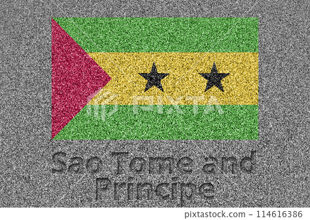 聖多美和普林西比民主共和國國旗畫在石板上 聖多美和普林西比民主共和國國旗畫在石板上 114616386