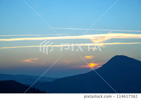 bright sunny dawn on the mountain slopes 114617362