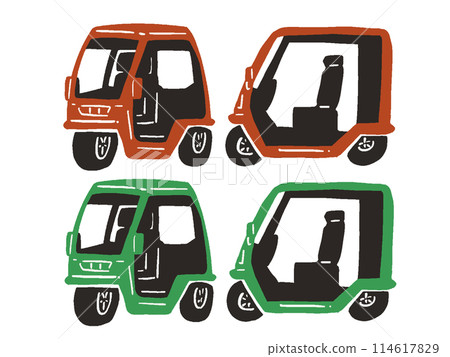 Simple and cute hand-drawn illustration set of tuk-tuk 114617829