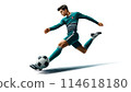 Young man playing soccer 114618180