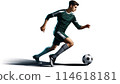 Young man playing soccer 114618181