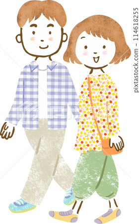 Hand-drawn illustration of a man and woman couple 114618255