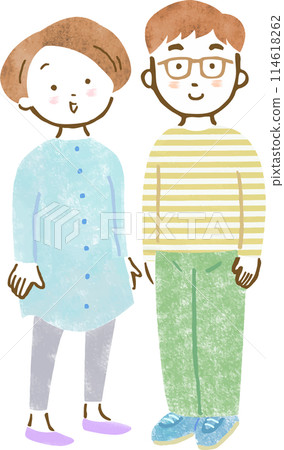 Hand-drawn illustration of a man and woman couple Hand-drawn illustration of a man and woman couple 114618262
