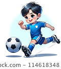 A boy playing football 114618348