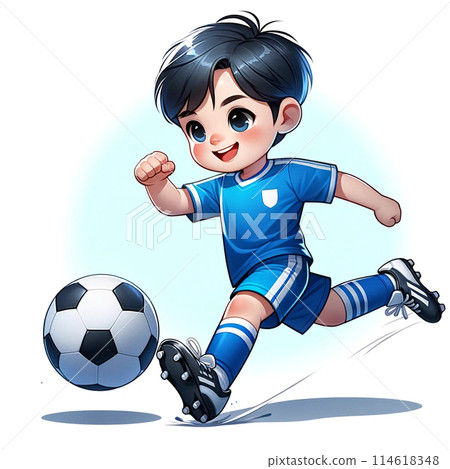 A boy playing football 114618348