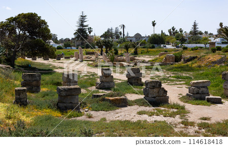 Stone ruins of ancient Carthage Punic Ports in Tunisia Stone ruins of ancient Carthage Punic Ports in Tunisia 114618418