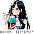 Girl eating shaved ice 114618687