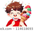 A boy who eats ice cream 114618693