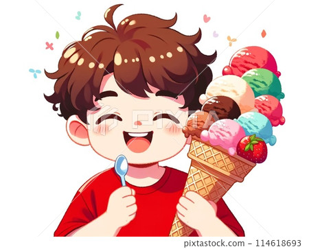 一個吃冰淇淋的男孩 114618693