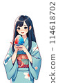 Girl eating shaved ice 114618702