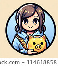 Pig piggy bank and woman icon illustration 114618858