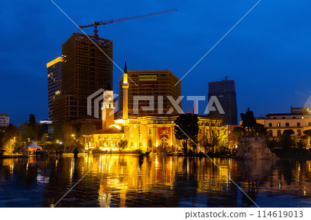Illuminated view of Ethem Bey Mosque, Albania Illuminated view of Ethem Bey Mosque, Albania 114619013