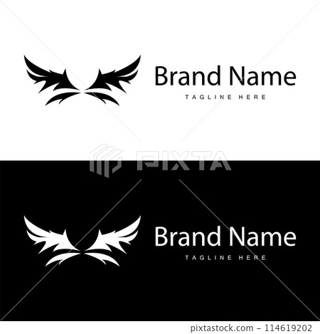 Wing Logo Design, Vector Eagle Falcon Wings, Beauty Flying Bird, Illustration Symbol 114619202