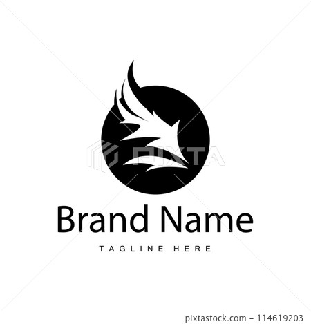 Wing Logo Design, Vector Eagle Falcon Wings, Beauty Flying Bird, Illustration Symbol 114619203