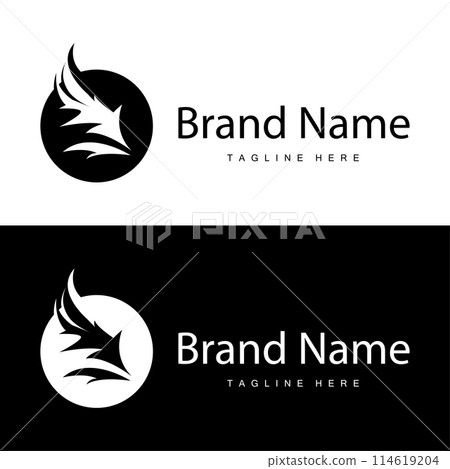 Wing Logo Design, Vector Eagle Falcon Wings, Beauty Flying Bird, Illustration Symbol 114619204