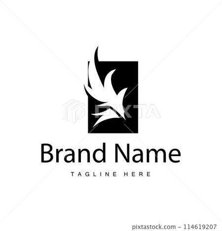 Wing Logo Design, Vector Eagle Falcon Wings, Beauty Flying Bird, Illustration Symbol 114619207